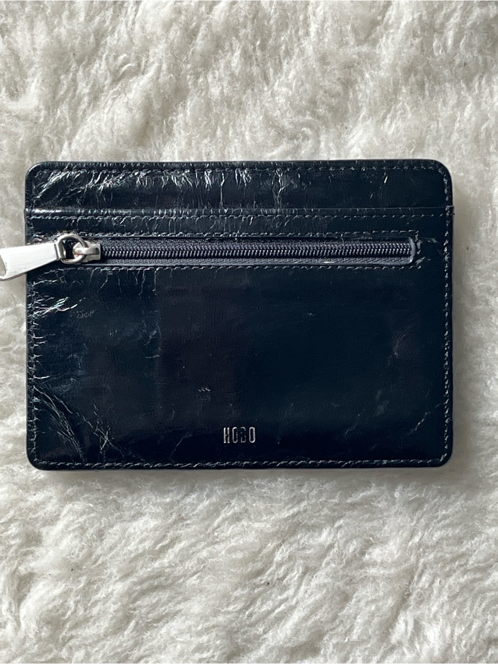 HOBO Euro Slide Black Leather Card Wallet with Zip Pocket